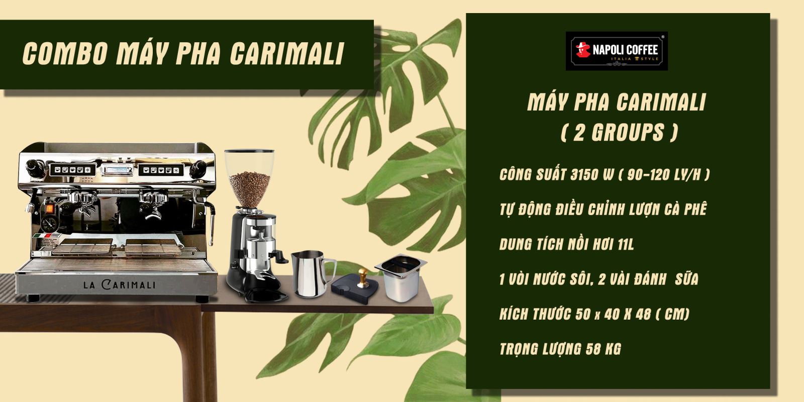       COMBO: Máy pha cà phê La CARIMALI & Máy xay